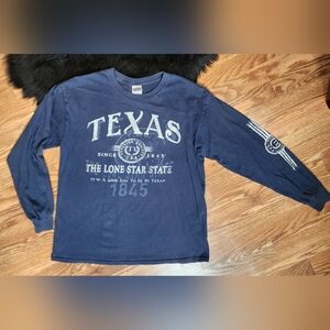Men's L Long Sleeve Tee Texas The Lone Star State Navy Blue